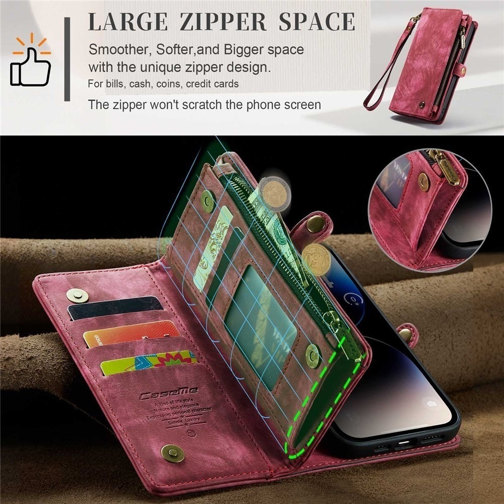 CaseMe 008 Detachable Magnetic Case Leather Wallet Cover for iPhone 14 ProMax - Picture 5 of 9